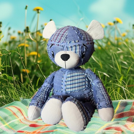 Ours en Patchwork Bleu Unique