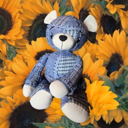 Ours en Patchwork Bleu Unique